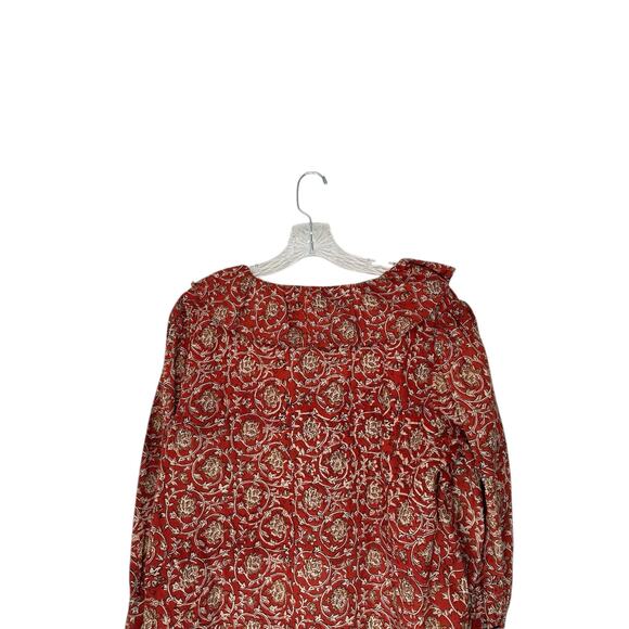 eShakti The Artisanal Collection Boho Bohemian Ruffle Collar Long Sleeve Blouse - Picture 5 of 15